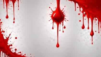 Aufkleber - a close-up view red liquid, possibly blood, dripping and splattering against a gray background The droplets are scattered randomly, creating a sense of movement and energy