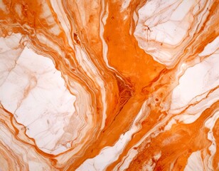 Poster - a close-up view marble surface with a swirling pattern of light and dark orange and white hues, creating a sense of movement and depth