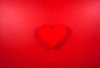 Aufkleber - A red heart-shaped object is centered against a solid red background
