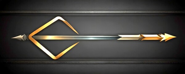 Leinwandbilder - A stylized golden arrow with a black and gold geometric design is displayed against a dark background