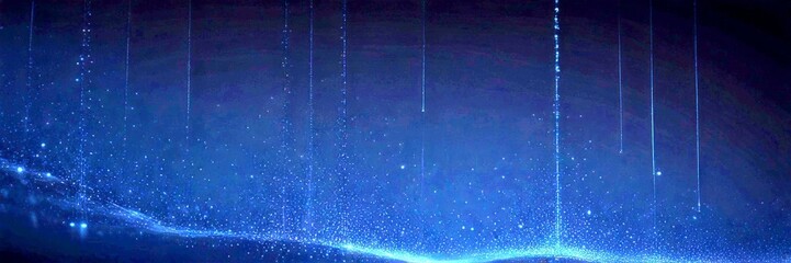 Aufkleber - a dark, starry night sky with a multitude of small, glowing blue dots scattered across the frame, creating a sense of depth and dimension