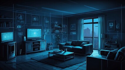 Augmented reality smart home blueprint for modern living.