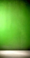 Poster - A green wall with a white base and a white floor in the foreground