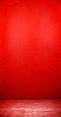 Poster - A red wall with a white floor in the foreground