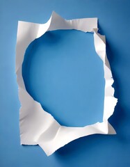 Poster - A torn piece of white paper with a hole in the center, set against a light blue background