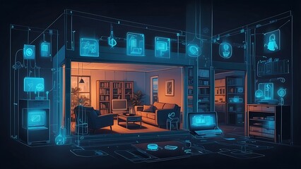 Augmented reality smart home blueprint for modern living.