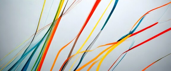Aufkleber - a close-up view vibrant abstract composition of colorful streamers or ribbons, with a gradient of colors from red to green, yellow to blue, and orange to gray
