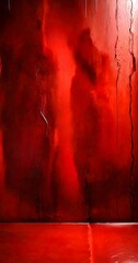 Poster - a dark, moody scene with a red-tinted, dripping wall in the background, creating a sense of mystery and intrigue