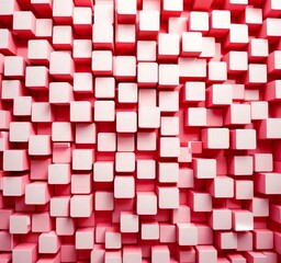 Poster - A pink cube pattern, with the cubes varying in size and overlapping to create a visually striking and textured background