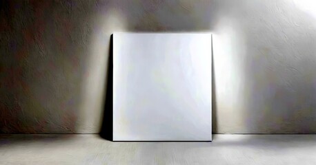 Leinwandbilder - A white canvas stands against a plain white wall, casting a shadow on the wall and creating a minimalist, monochromatic aesthetic