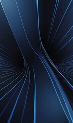 Fototapete - a dark blue abstract background with a series of curved lines and thin blue lines radiating outwards, creating a sense of depth and movement.