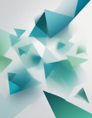 Poster - a collection of overlapping triangular shapes in various shades of blue and green, creating a dynamic and abstract composition