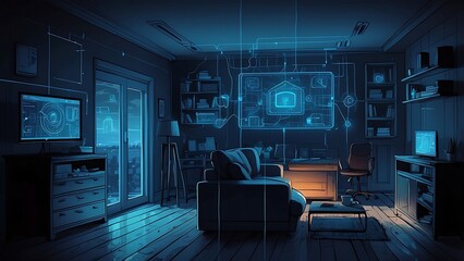 Augmented reality smart home blueprint for modern living.