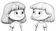 © ProPhotos - Pencil drawing of two happy girls standing next to each other on a white background.