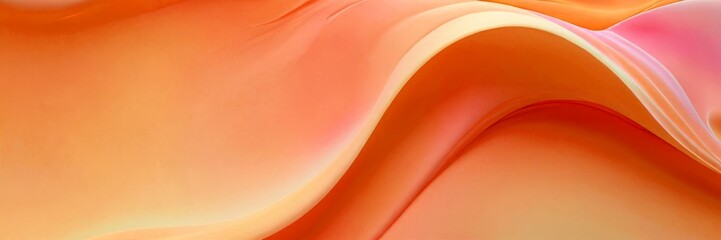 Poster - a vibrant abstract composition of curved lines and shapes in shades of orange and pink, creating a dynamic and visually captivating scene