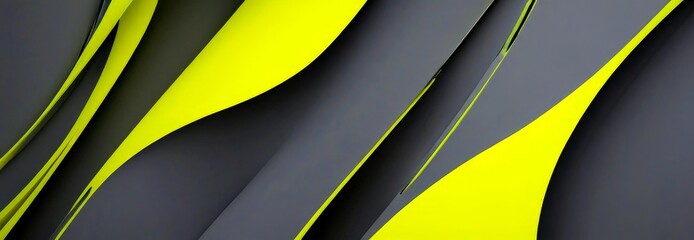 Poster - a striking abstract composition of curved lines in varying shades of yellow and gray, creating a dynamic and visually captivating pattern