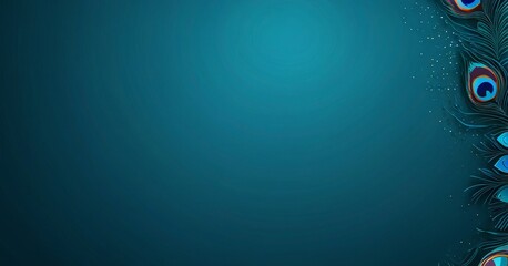 Leinwandbilder - A vibrant blue gradient background with a decorative border of peacock feathers on the right side