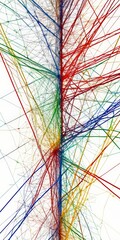 Poster - a digital illustration featuring a complex network of intersecting lines and colors, creating a visually striking abstract pattern