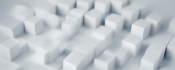 Leinwandbilder - a geometric pattern composed of white cubes arranged in a grid-like formation, creating a sense of depth and perspective