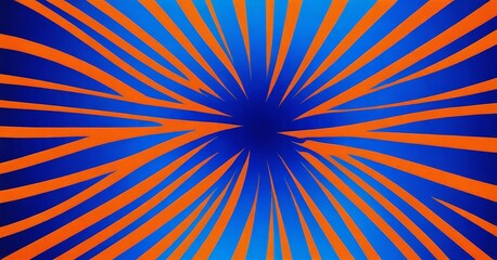 Fototapete - a vibrant abstract composition with a radial pattern of orange and blue lines radiating outwards from a central point, creating a sense of depth and movement