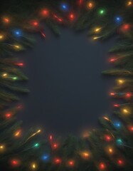 Leinwandbilder - A dark background with a festive border of colorful Christmas lights, creating a warm and inviting atmosphere