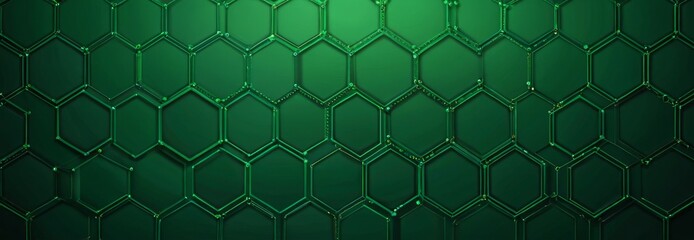 Poster - a repeating pattern of hexagonal shapes in a dark green color, creating a visually striking and geometric design