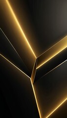 Fototapete - a striking abstract composition of intersecting lines and curves in black and gold, creating a sense of depth and movement