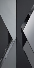Leinwandbilder - a geometric composition of intersecting lines and shapes in shades of gray and black, creating a sense of depth and perspective
