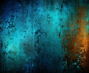 Poster - a textured abstract background with a gradient of blue, green, and orange colors, creating a dynamic and visually striking composition