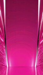 Leinwandbilder - a digital illustration pink-themed room with a large, curved wall and a reflective floor The room features a central, curved wall with a large,