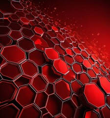 Aufkleber - a repeating pattern of red hexagonal shapes, with some areas appearing to be translucent, creating a sense of depth and dimensionality