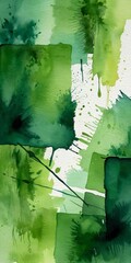 Aufkleber - an abstract painting featuring a vibrant mix of green and white colors, with splashes of color and brushstrokes creating a dynamic and expressive composition