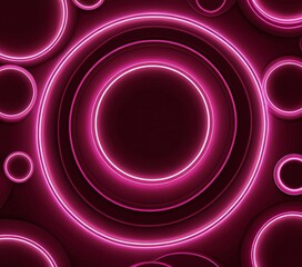 Poster - a circular pattern of neon pink and purple lights, creating a visually striking and abstract design
