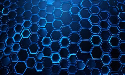 Leinwandbilder - a repeating pattern of hexagonal shapes in shades of blue, creating a visually striking and abstract design.