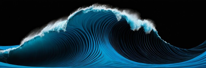 Aufkleber - A large, deep blue wave with white foam cresting over the dark blue ocean surface