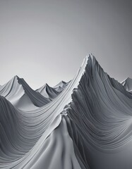 Aufkleber - a surreal, abstract landscape with a series of undulating, wave-like mountains in a monochromatic color scheme