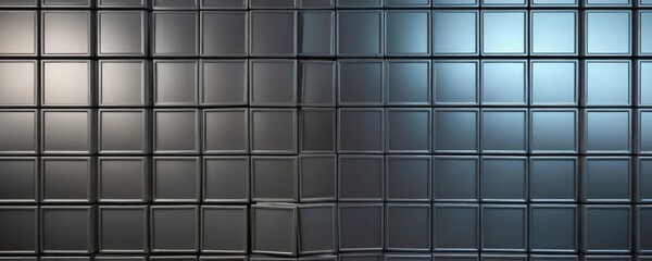 Aufkleber - a grid of square tiles in varying shades of gray, with some tiles appearing to be missing or broken, creating a sense of depth and texture