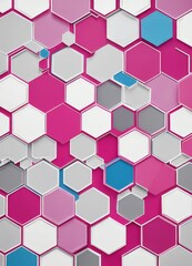 Aufkleber - a repeating pattern of hexagonal shapes in various shades of pink, white, and blue, creating a visually striking and abstract design