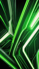 Leinwandbilder - a digital illustration featuring a complex network of intersecting green and white lines, creating a sense of depth and dimensionality