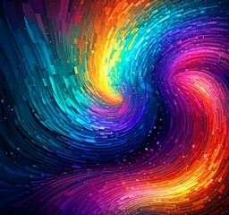 Fototapete - a vibrant, swirling pattern of multicolored squares and rectangles, creating a mesmerizing and dynamic visual effect