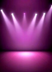Poster - A stage with a purple background and white spotlights shining down on it