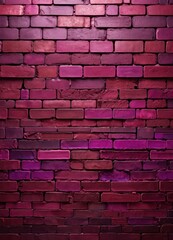 Fototapete - A close-up view brick wall, with the bricks exhibiting a range of pink and purple hues, creating a visually striking and textured background