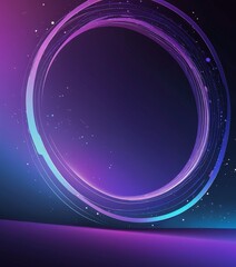 Aufkleber - a circular, glowing portal with a gradient of purple and blue hues, set against a dark background with scattered white stars