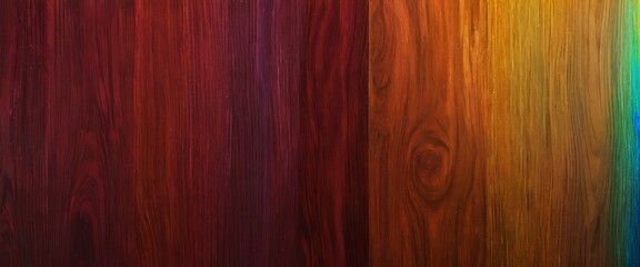 Poster - a close-up view wooden surface with distinct vertical lines, transitioning from deep red at the top to warm yellow at the bottom