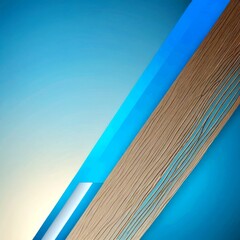 Poster - a diagonal line of blue and white stripes intersecting a wooden plank with a textured surface, creating a visually striking composition