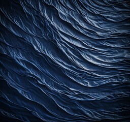 Poster - a close-up view textured surface, possibly a fabric or a painting, with a dark blue color and a wavy pattern