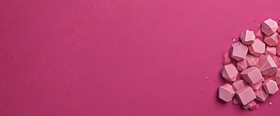 Aufkleber - A collection of pink cubes is scattered on a vibrant pink background, creating a visually striking contrast