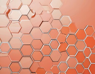 Aufkleber - a repeating pattern of hexagonal shapes in shades of orange and white, creating a visually striking and geometric design