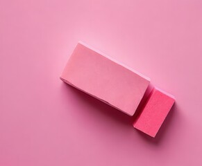 Aufkleber - Two pink rectangular blocks are placed on a pink background, with the larger block positioned slightly to the left and the smaller one to the right