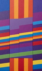 Fototapete - a vibrant abstract composition of overlapping vertical stripes in various colors, including blue, orange, purple, and yellow, creating a dynamic and visually striking pattern.